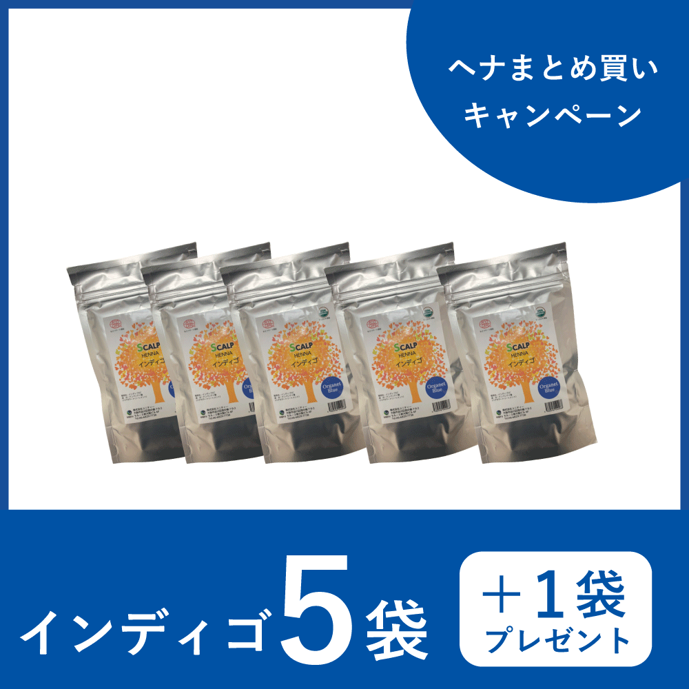 【ヘナまとめ買いCP】インディゴ５袋セット＋１袋プレゼント