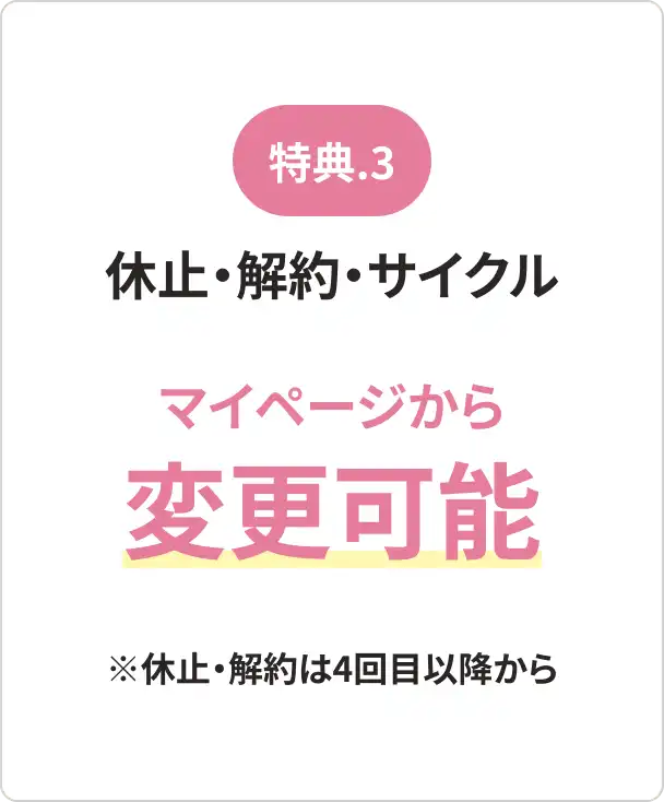 [特典.3]休止・解約・サイクルマイページから変更可能